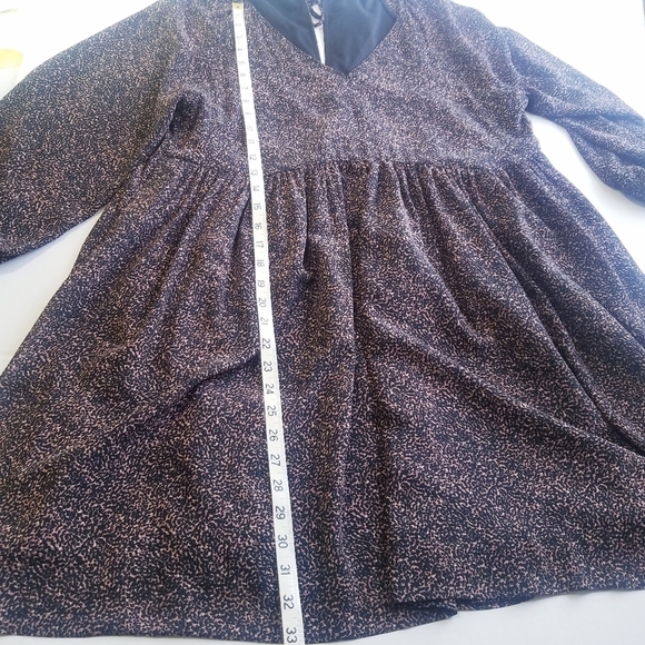 Madewell |‎ Vneck print Long Sleeve mini Flare Dress L - Picture 16 of 16